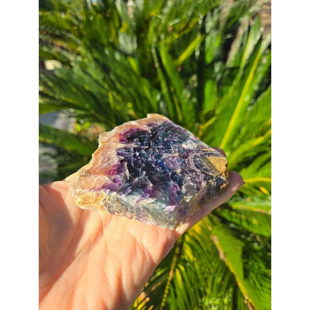 Rainbow Fluorite Crystal Natural Stone Slab